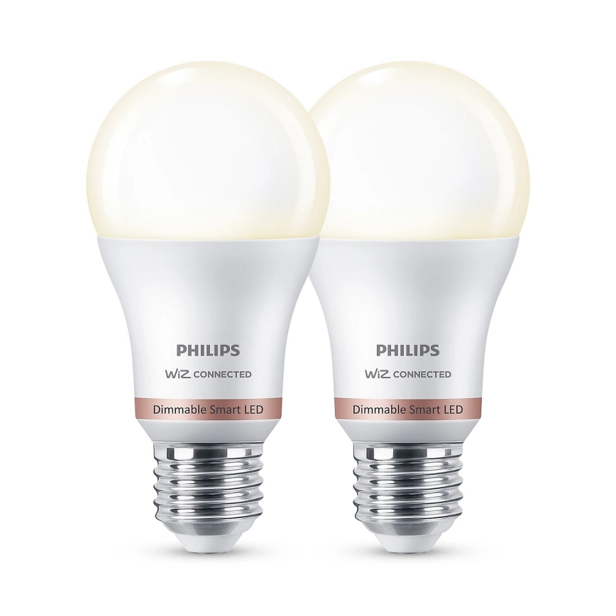 CONJUNTO 2x Lâmpadas LED com regulação Philips A60 E27/8W/230V Wi-Fi