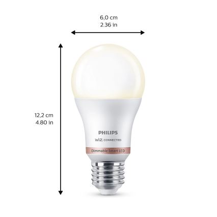 CONJUNTO 2x Lâmpadas LED com regulação Philips A60 E27/8W/230V Wi-Fi