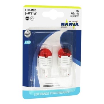 CONJUNTO 2x Lâmpadas LED para carro W21W W3x16d/1,75W/12V vermelho - Narva 18100RPNVAB2