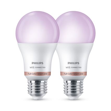 Pack de 2 Lâmpadas LED RGB Reguláveis Philips SMART A60 E27/12,5W/230V 2200-6500K