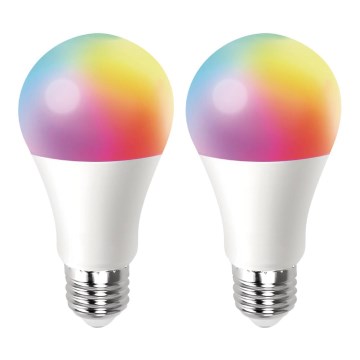 CONJUNTO 2x Lâmpadas LED RGBW com regulação MESH Inteligente A60 E27/12W/230V 2700-6500K + comando - Aigostar