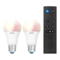 CONJUNTO 2x Lâmpadas LED RGBW dimerizáveis A60 E27/9W/230V 2200-6500K Wi-Fi + comando remoto - WiZ