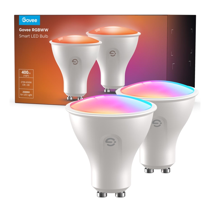 CONJUNTO 2x Lâmpadas LED RGBWW com regulação GU10/4,8W/230V 2700-6500K Wi-Fi - Govee