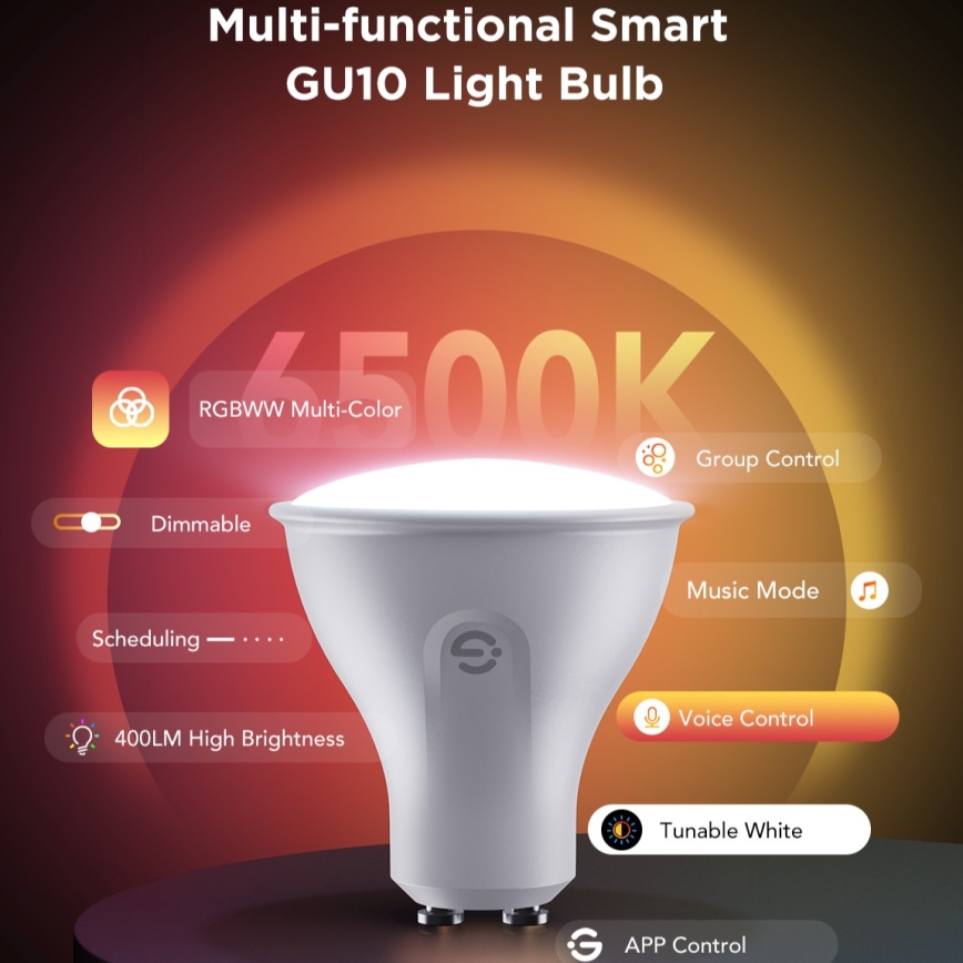 Conjunto de 2 lâmpadas LED RGBWW dimerizáveis MATTER GU10/4,8W/230V 2700-6500K Wi-Fi - Govee