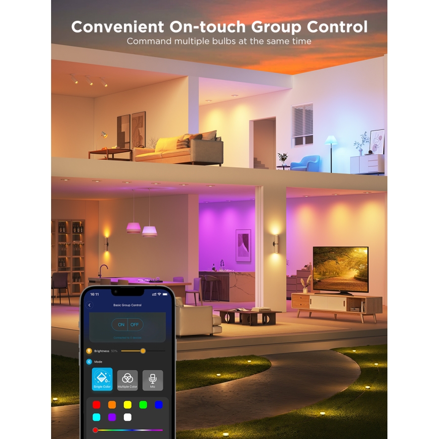 Conjunto de 2 lâmpadas LED RGBWW dimerizáveis MATTER GU10/4,8W/230V 2700-6500K Wi-Fi - Govee