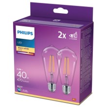 CONJUNTO 2x Lâmpadas LED VINTAGE Philips ST64 E27/4,3W/230V 2700K