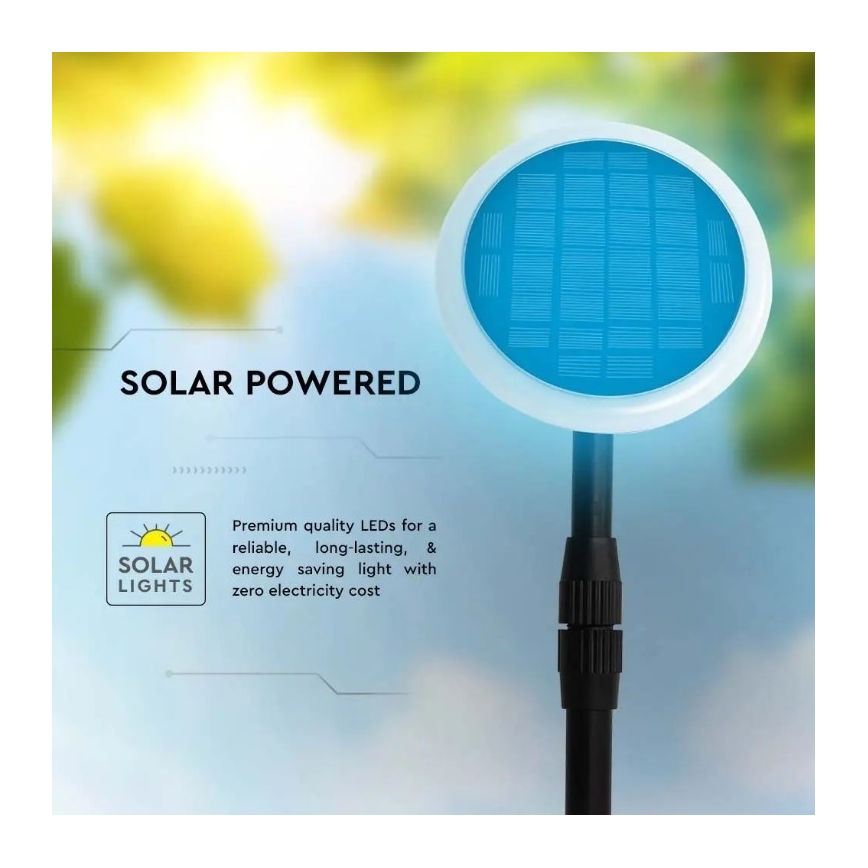 CONJUNTO 2x Lâmpada solar LED ajustável GARDEN LED/3W/5V 42-80 cm 4000K IP65 1000 mAh