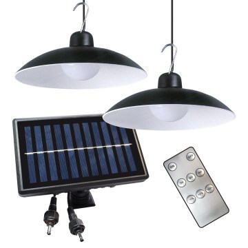 CONJUNTO 2x Luminária solar pendente LED com sensor crepuscular LED/6W/3,7V 2000 mAh IP44 + controlo remoto