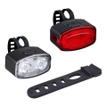 CONJUNTO 2x Luz recarregável LED regulável para bicicleta 350 mAh IP44 vermelho/branco