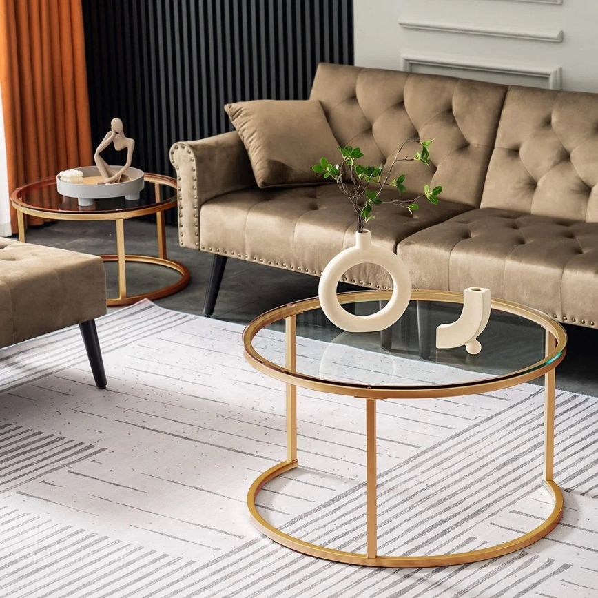 CONJUNTO 2x Mesa de centro BELARUS dourada