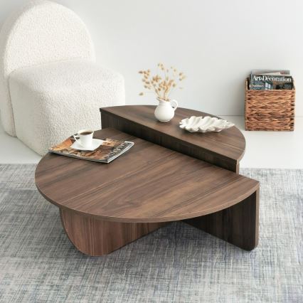 CONJUNTO 2x Mesa de centro PODIUM castanho