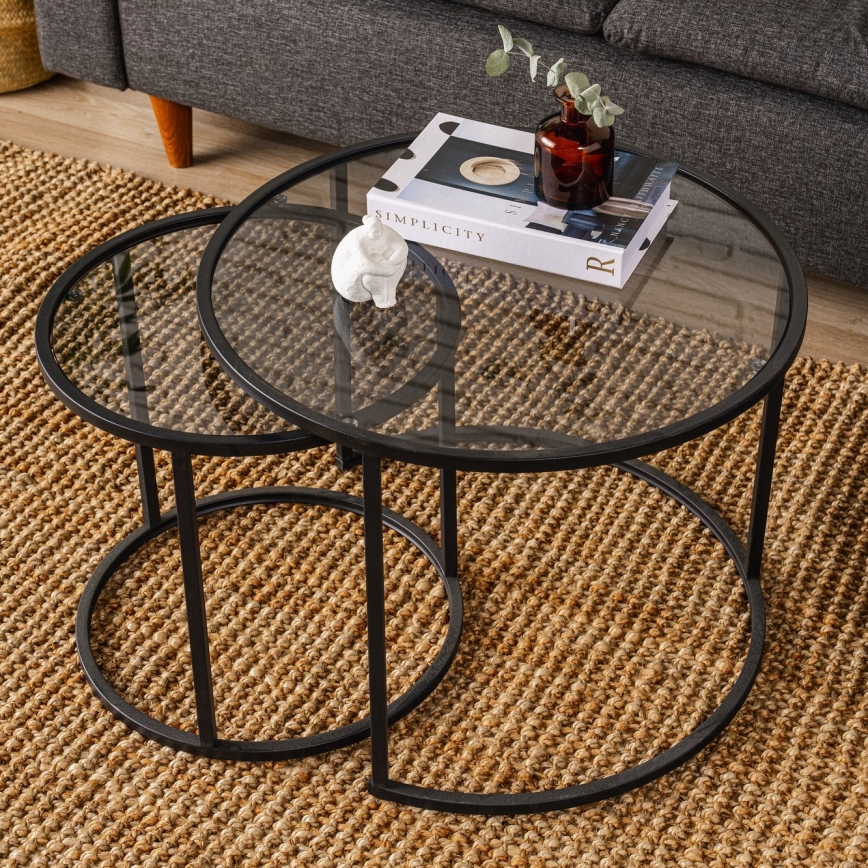 CONJUNTO 2x Mesa de centro TOKYO diâmetro 42/60 cm preto