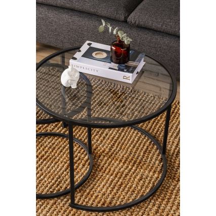 CONJUNTO 2x Mesa de centro TOKYO diâmetro 42/60 cm preto