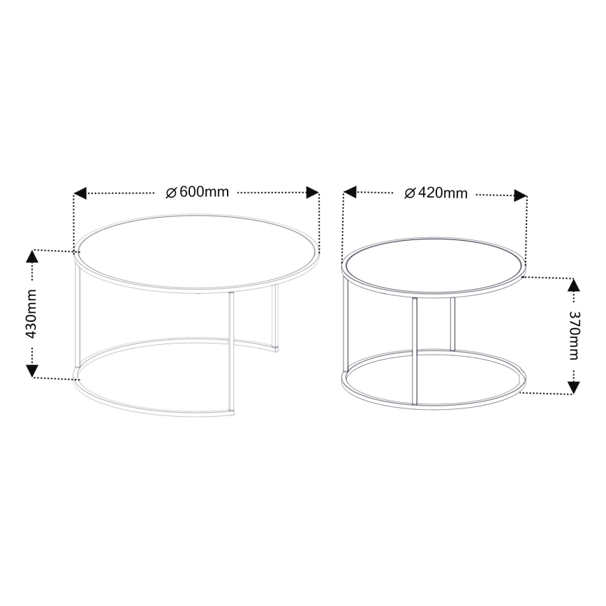 CONJUNTO 2x Mesa de centro TOKYO diâmetro 42/60 cm preto