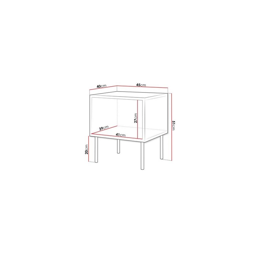 CONJUNTO 2x Mesas de cabeceira CORTINA 51x45 cm preto
