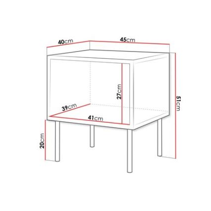CONJUNTO 2x Mesas de cabeceira CORTINA 51x45 cm preto/nogueira warnia