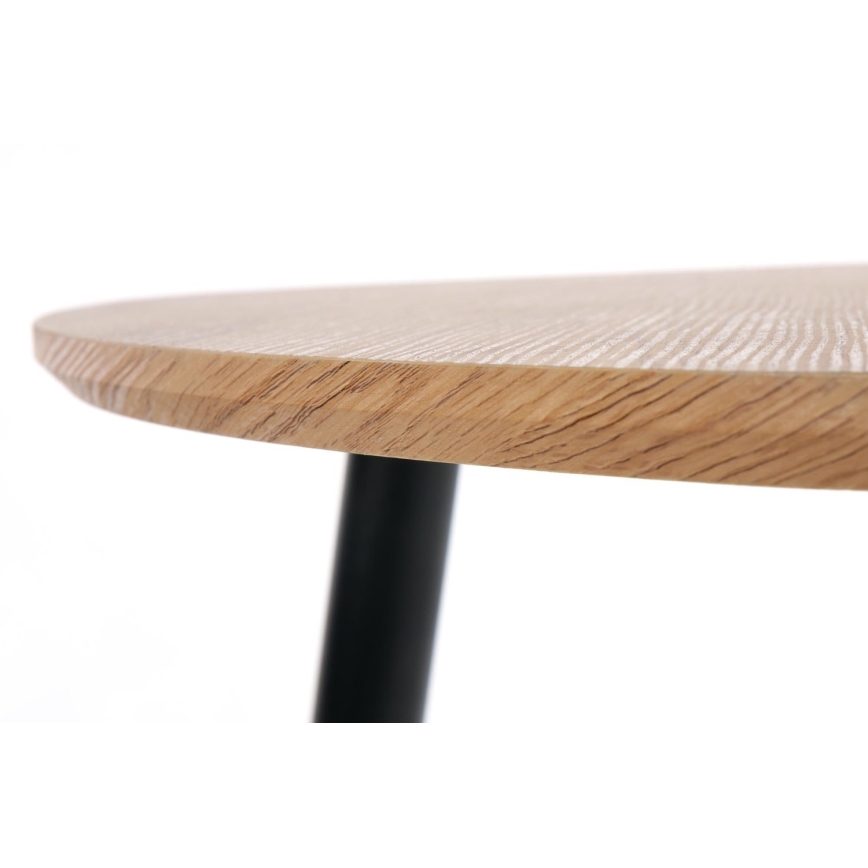 CONJUNTO 2x Mesas de cabeceira NICEA diâmetro 40/60 cm dourado carvalho/preto