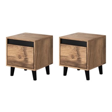 CONJUNTO 2x Mesas de cabeceira NORD 45x40 cm castanho/antracite