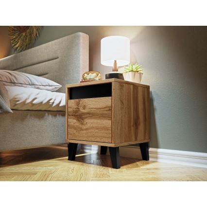 CONJUNTO 2x Mesas de cabeceira NORD 45x40 cm castanho/antracite