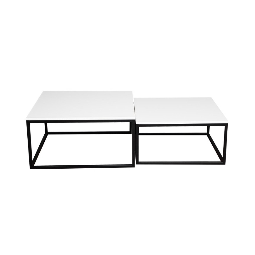CONJUNTO 2x Mesas de centro DUAL branco/preto