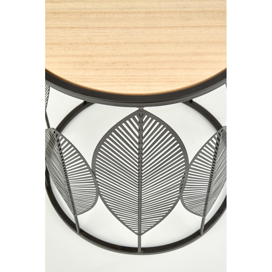 CONJUNTO 2x Mesas de centro FOLLA diâmetro 33/40 cm preto