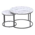 CONJUNTO 2x Mesas de centro PAOLA diâmetro 38/60 cm cinzento/decoração em mármore