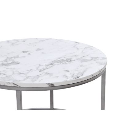 CONJUNTO 2x Mesas de centro PAOLA diâmetro 38/60 cm cinzento/decoração em mármore