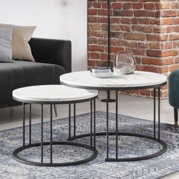 CONJUNTO 2x Mesas de centro RAGNAR preto/branco