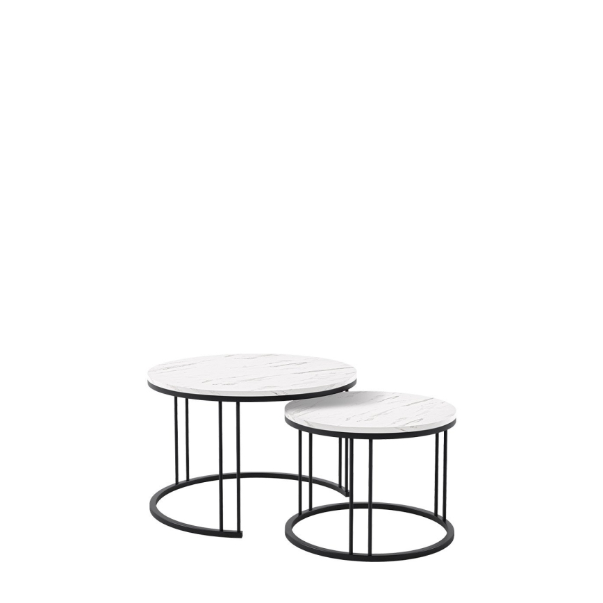 CONJUNTO 2x Mesas de centro RAGNAR preto/branco