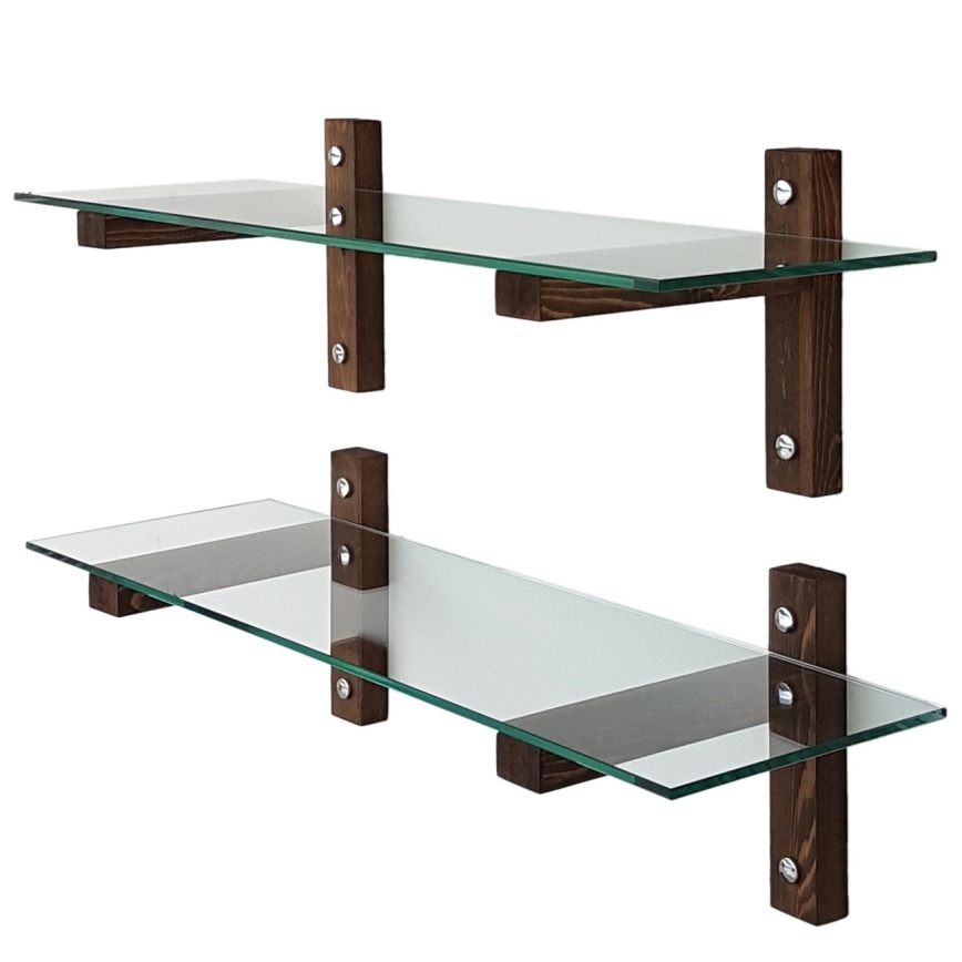 CONJUNTO 2x Prateleira de parede 25x85 cm pinho/transparente