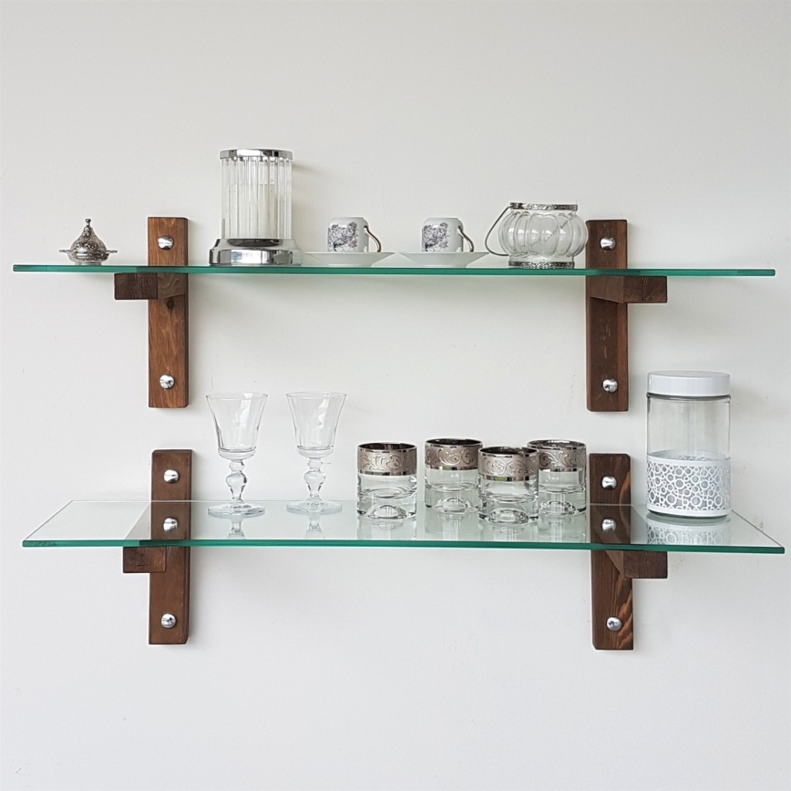 CONJUNTO 2x Prateleira de parede 25x85 cm pinho/transparente