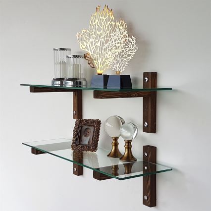 CONJUNTO 2x Prateleira de parede 25x85 cm pinho/transparente