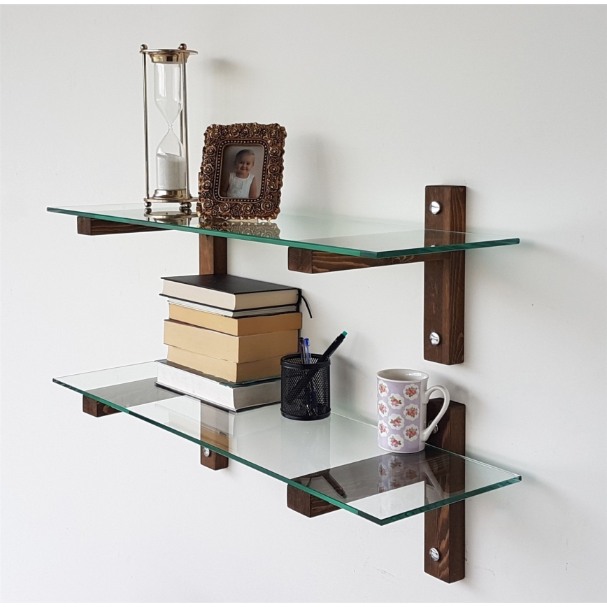 CONJUNTO 2x Prateleira de parede 25x85 cm pinho/transparente