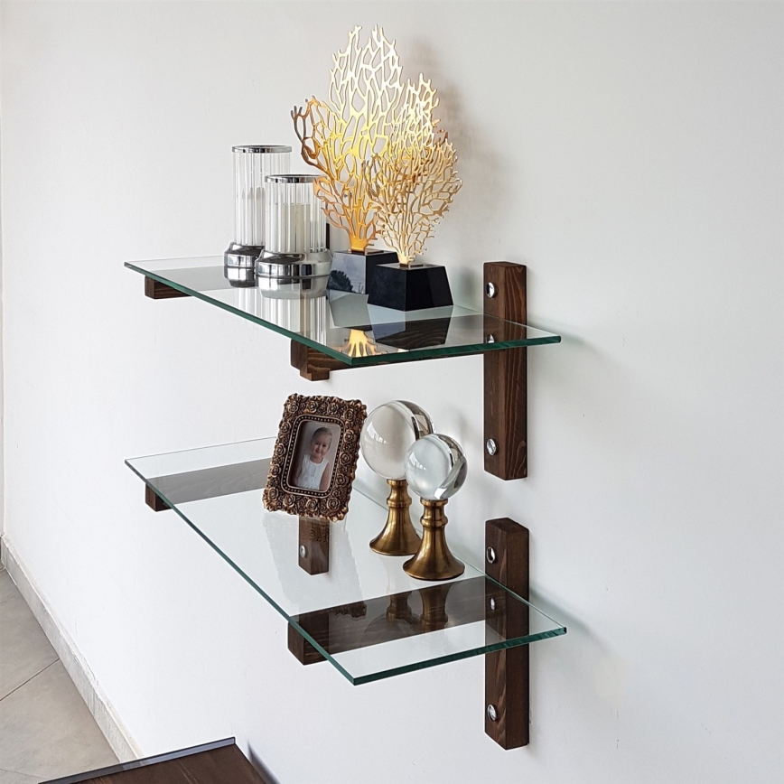 CONJUNTO 2x Prateleira de parede 25x85 cm pinho/transparente