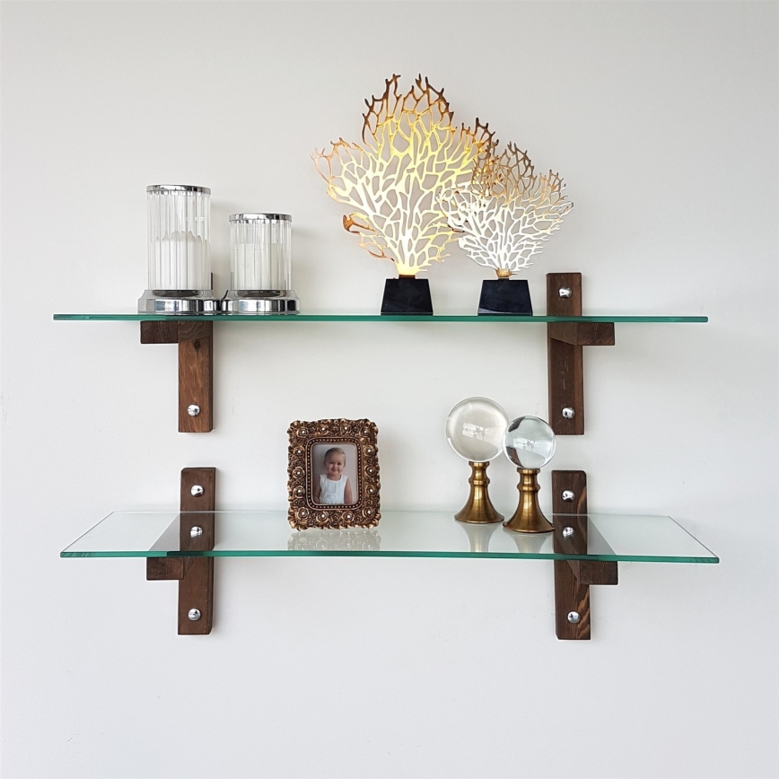 CONJUNTO 2x Prateleira de parede 25x85 cm pinho/transparente