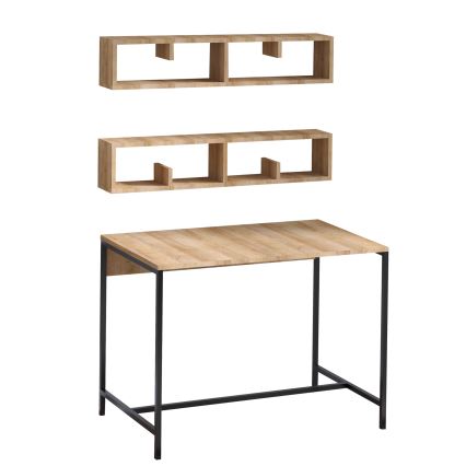 CONJUNTO 2x Prateleira de parede PENNY 20x100 cm + mesa de trabalho 74x100 cm castanho/preto