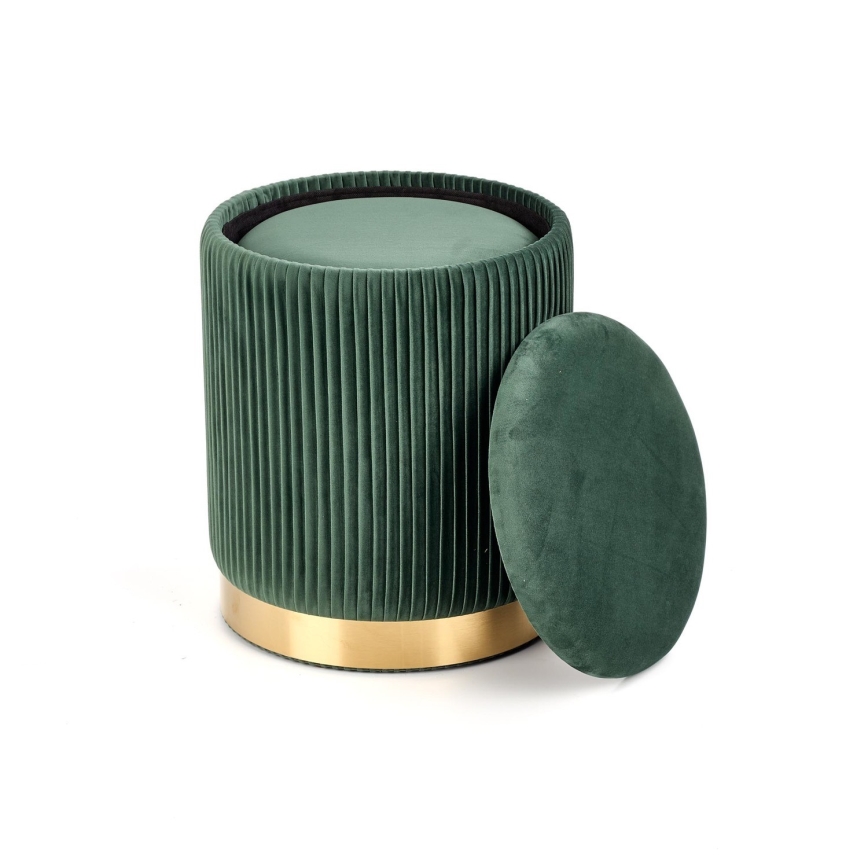 CONJUNTO 2x Pufes MONTY diâmetro 36/44 cm verde/dourado