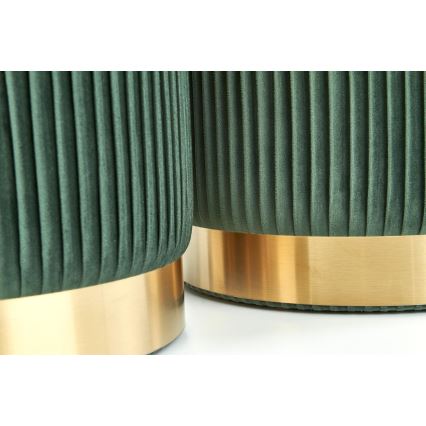 CONJUNTO 2x Pufes MONTY diâmetro 36/44 cm verde/dourado