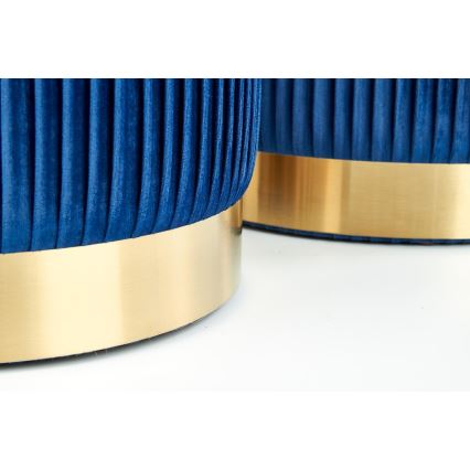 CONJUNTO 2x Pufes MONTY diâmetro 36/66 cm azul/dourado