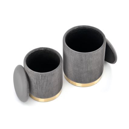 CONJUNTO 2x Pufes MONTY diâmetro 36/66 cm cinzento/dourado
