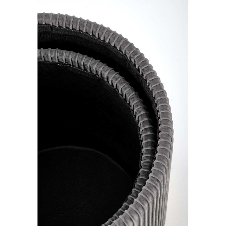 CONJUNTO 2x Pufes MONTY diâmetro 36/66 cm cinzento/dourado