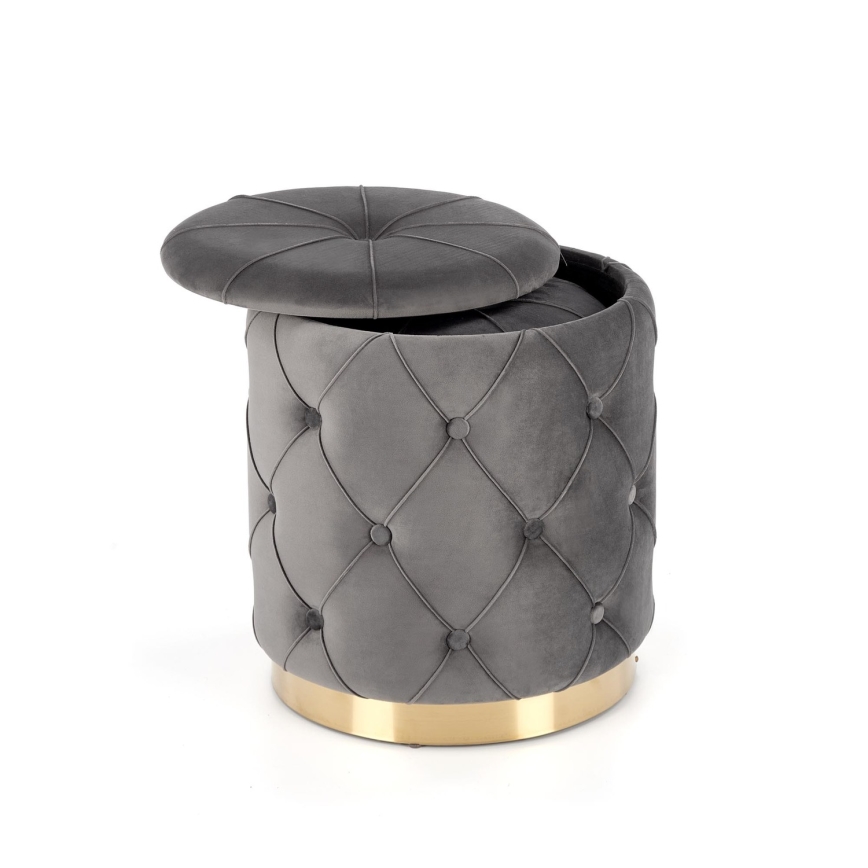 CONJUNTO 2x Pufes POLLY diâmetro 40/44 cm cinzento/dourado