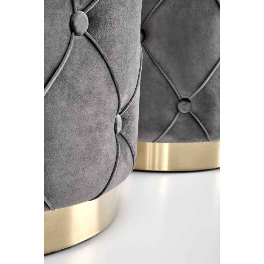 CONJUNTO 2x Pufes POLLY diâmetro 40/44 cm cinzento/dourado