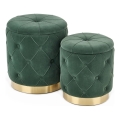 CONJUNTO 2x Pufes POLLY diâmetro 40/44 cm verde/dourado