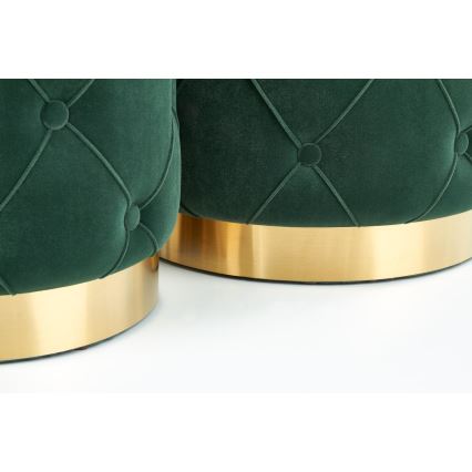 CONJUNTO 2x Pufes POLLY diâmetro 40/44 cm verde/dourado