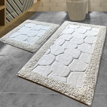 CONJUNTO 2x Tapete de Banheiro STONE 60/100 cm branco