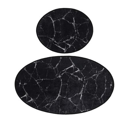 CONJUNTO 2x Tapete de Banheiro MARBLE 50x60/60x100 cm preto