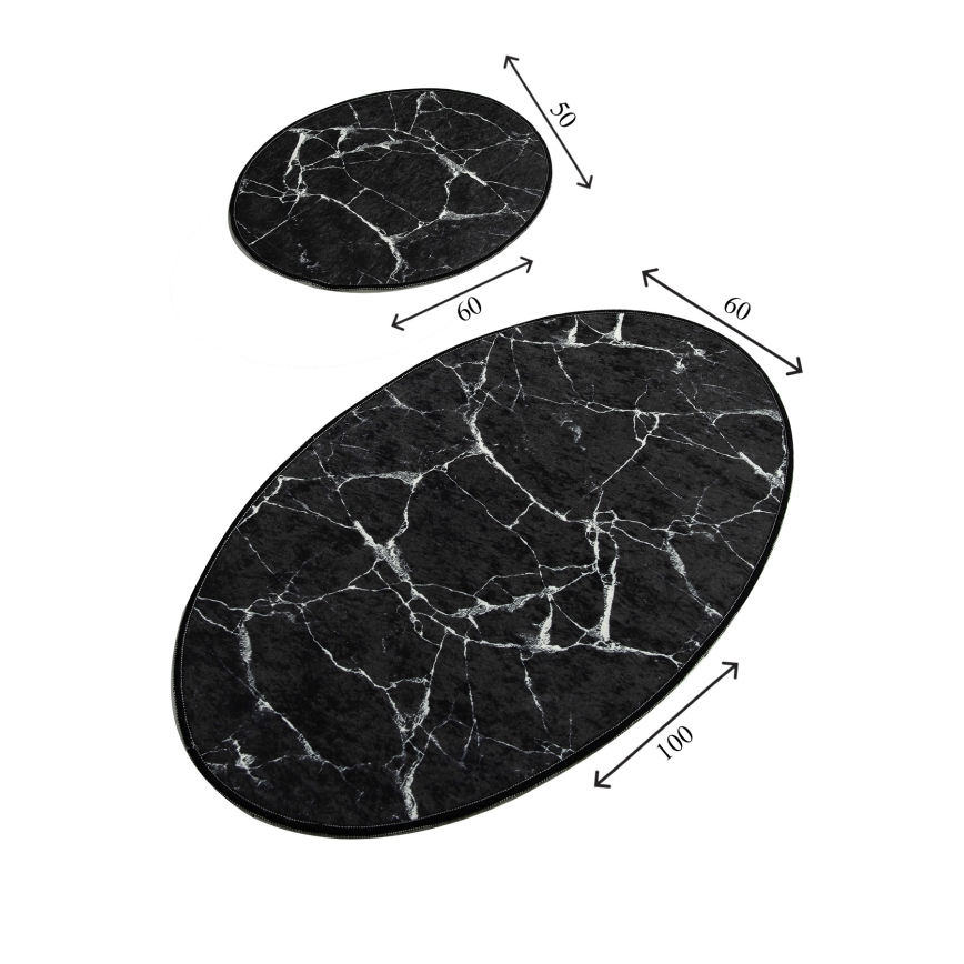 CONJUNTO 2x Tapete de Banheiro MARBLE 50x60/60x100 cm preto