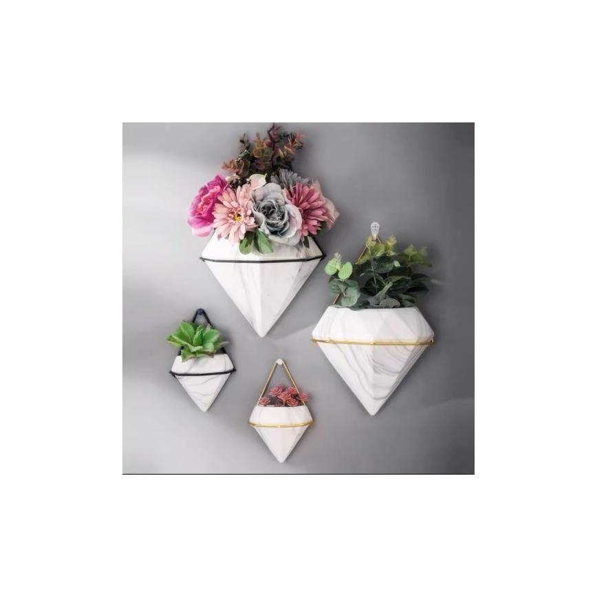 CONJUNTO 2x Vaso de parede para flores SEMELA 23x20 cm dourado