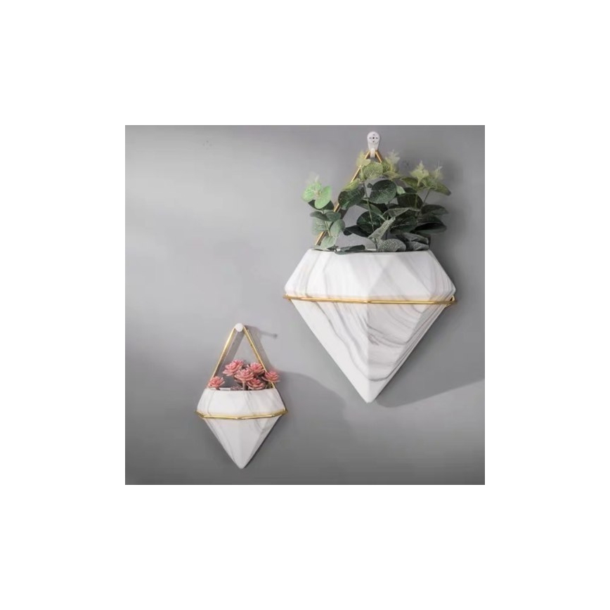 CONJUNTO 2x Vaso de parede para flores SEMELA 23x20 cm dourado